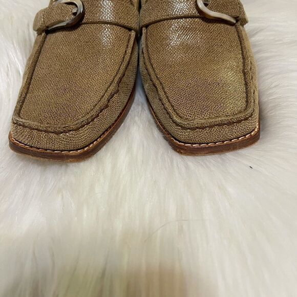Stuart Weitzman tan leather backless loafers, size 7 1/2 - Picture 4 of 12